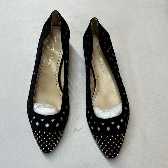 Womens ADRIENNE Vittadini  pointed toe laser-cutout Flats- Black 6M - Picture 2 of 4